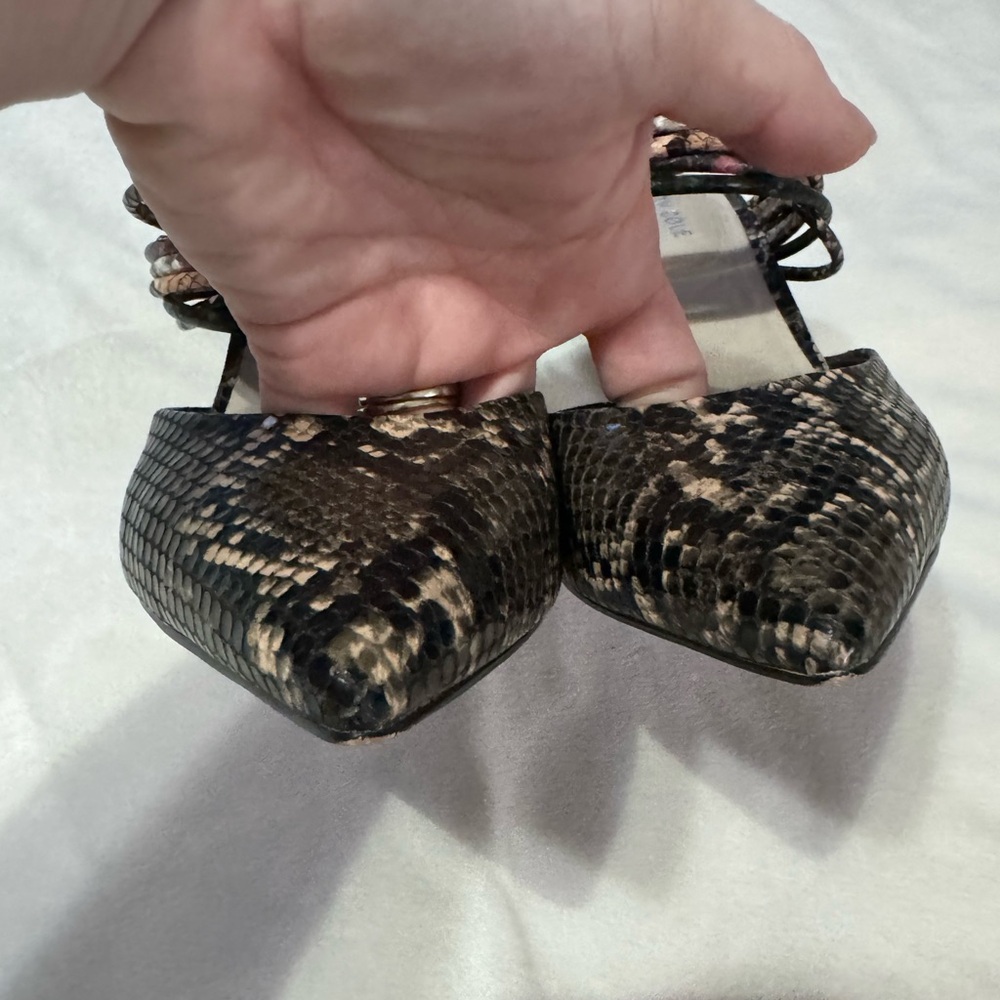 Kenneth Cole Riley 85 mule heel snakeskin embossed leather size 8.5 pointy toe - Picture 7 of 10